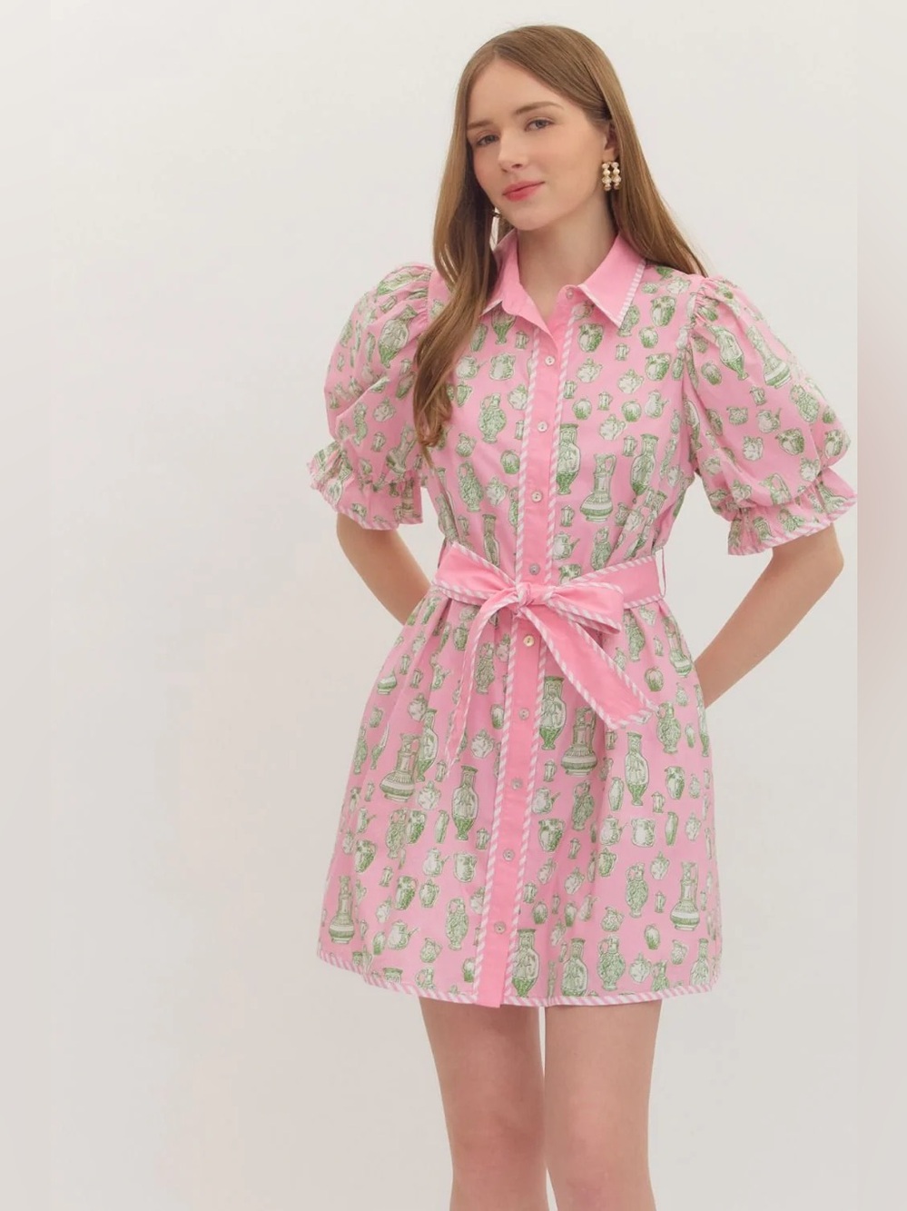 NWT Entro Jojo Ginger Jar Tie Waist Mini Dress